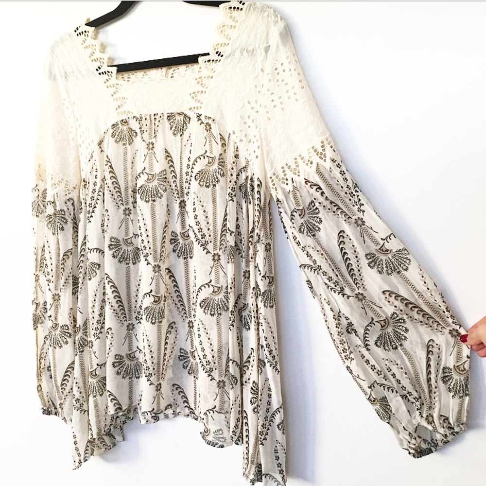 Anthropologie Floreat Cantata Eyelet Peasant Top - Picture 3 of 7